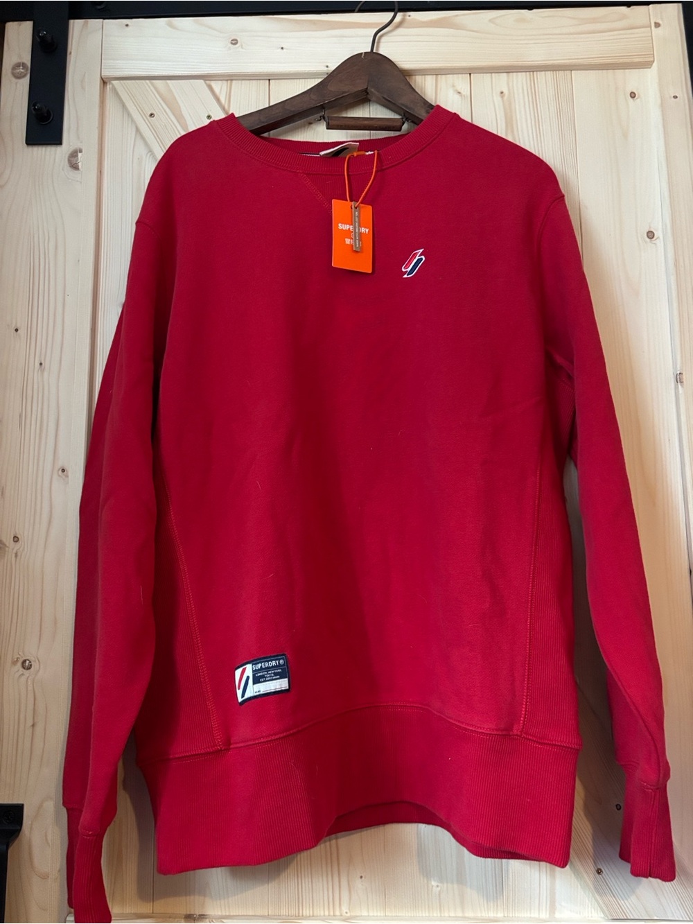 Superdry Red Scoop Neck Crew Sweatshirt